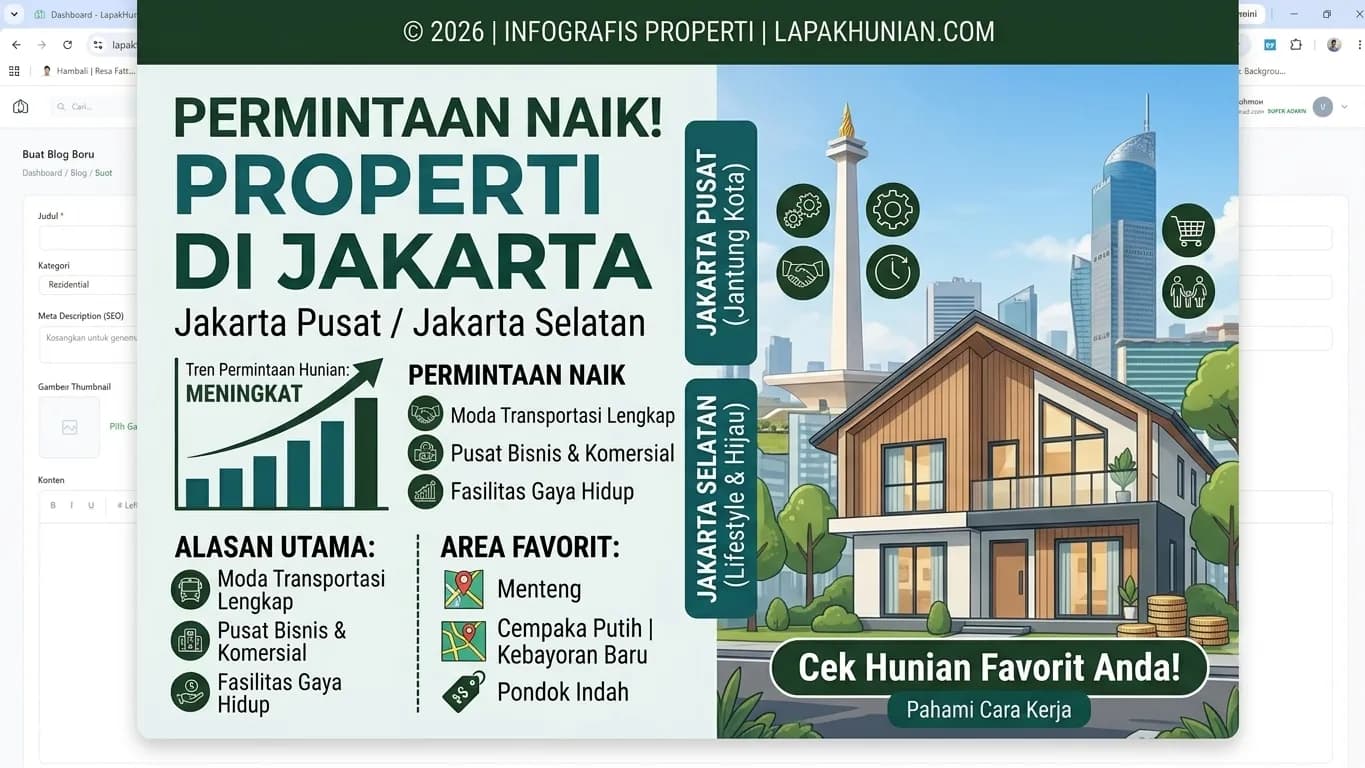 Permintaan Properti di Jakarta Pusat dan Jakarta Selatan Naik, Ini Alasan dan Pilihan Area Favoritnya