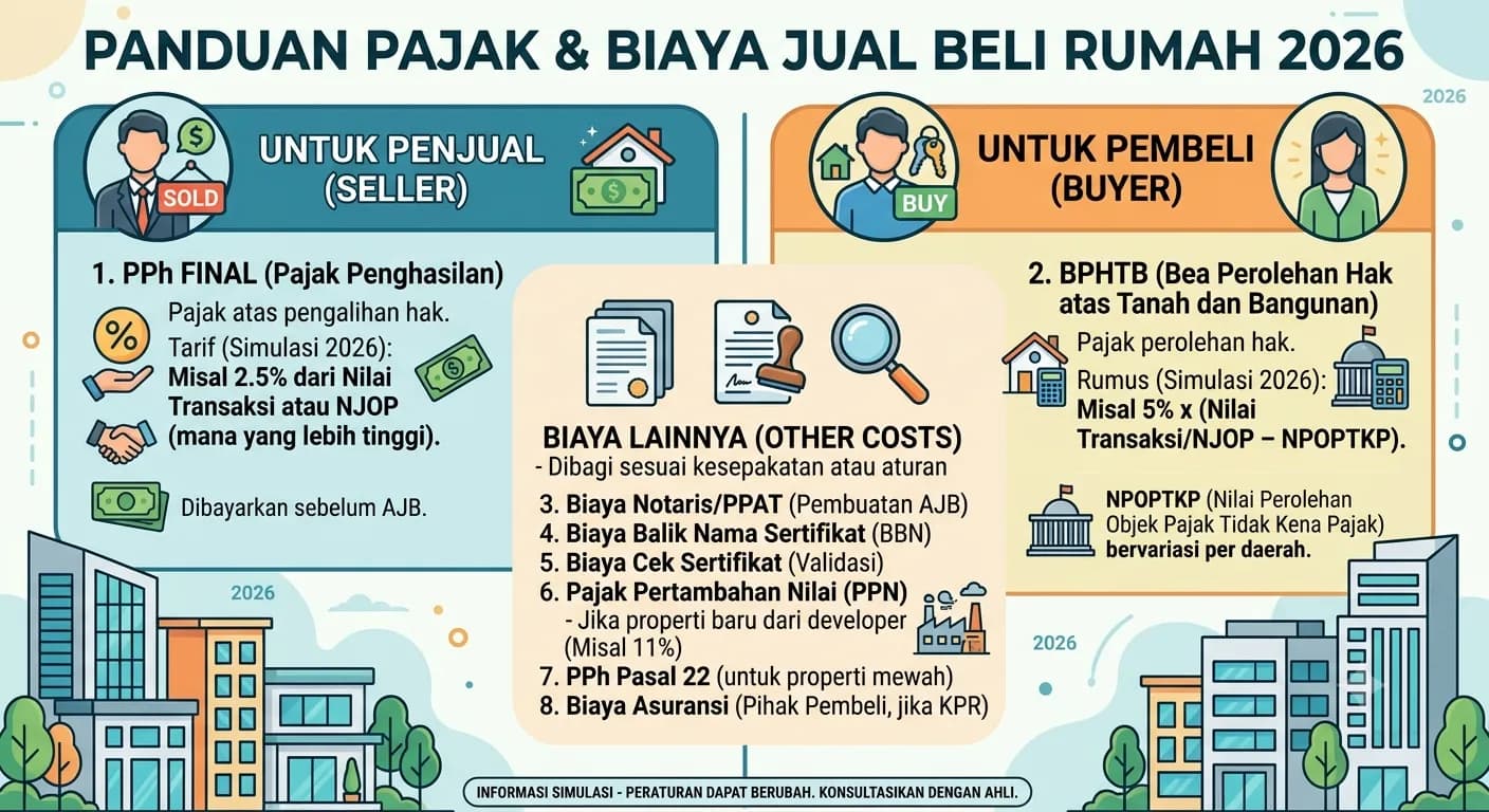 Pajak Jual Beli Rumah 2026: PPh Final, BPHTB & Biaya Lainnya