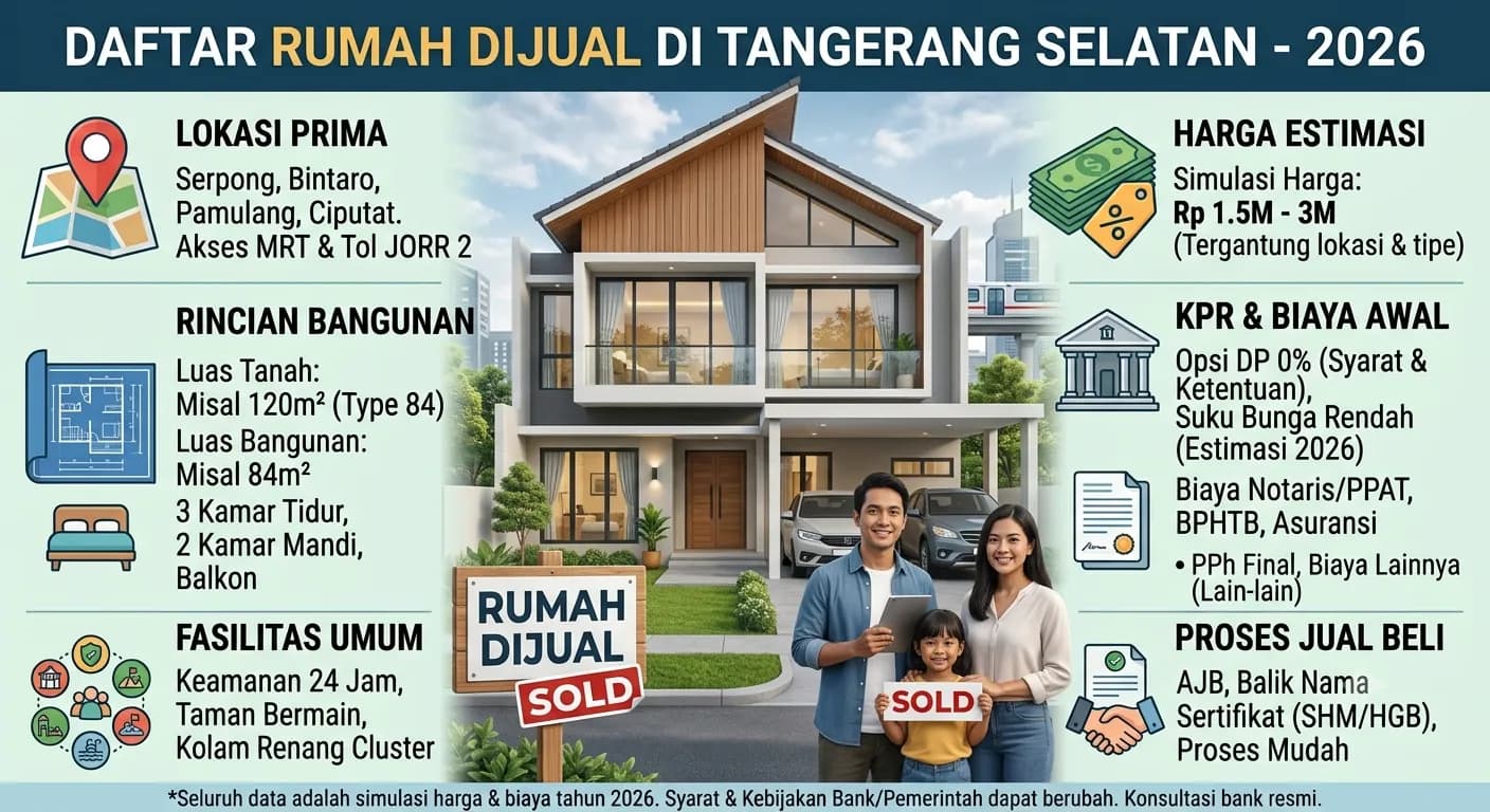 Rumah Dijual di Tangerang Selatan 2026: Kisaran Harga, Kawasan Terbaik & Tips KPR