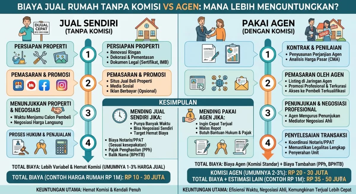 Biaya Jual Rumah Tanpa Komisi vs Agen — Mana Lebih Menguntungkan?