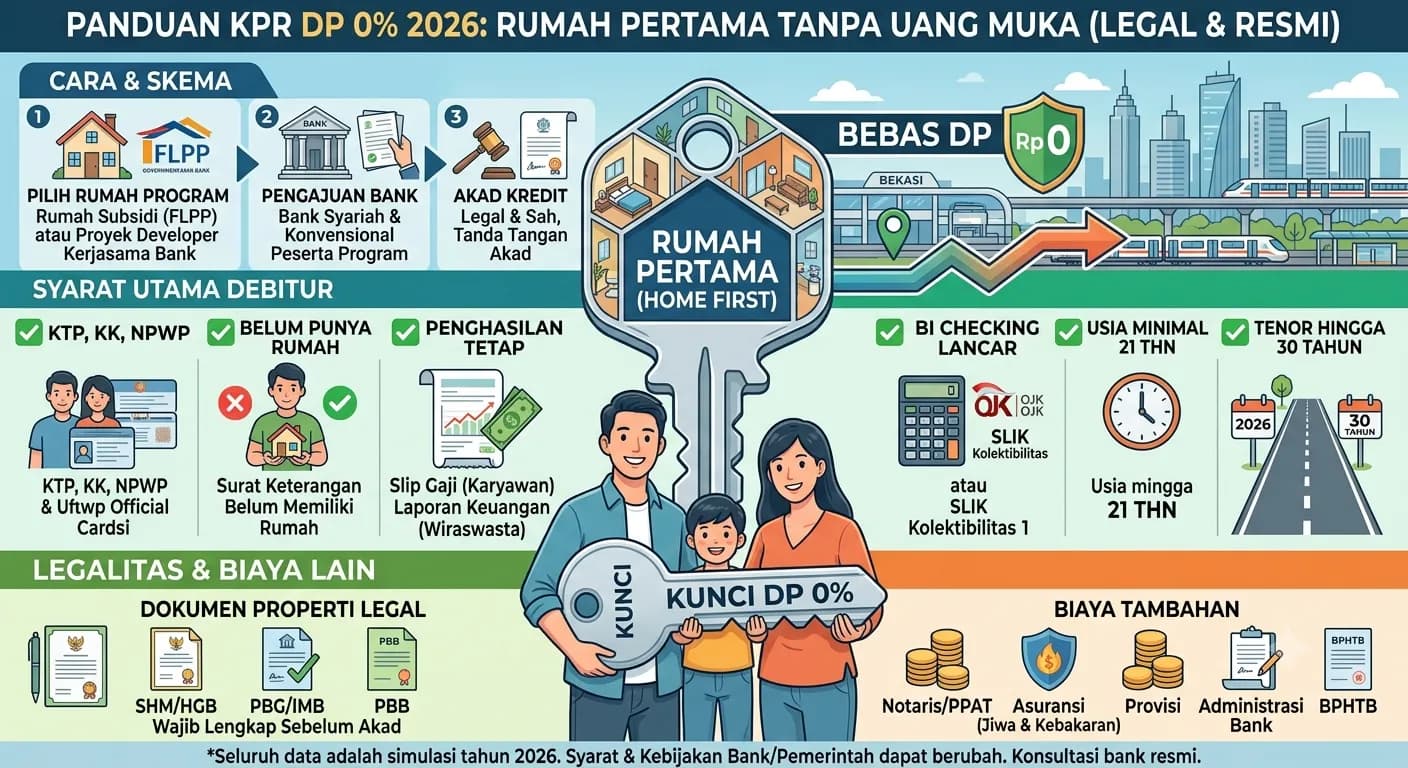 KPR DP 0% 2026: Cara Rumah Pertama Tanpa Uang Muka, Legal & Syaratnya