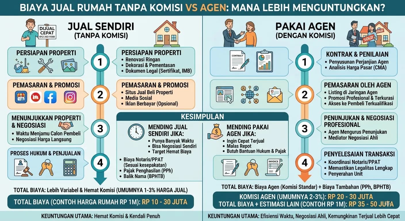 Biaya Jual Rumah Tanpa Komisi vs Agen — Mana Lebih Menguntungkan?