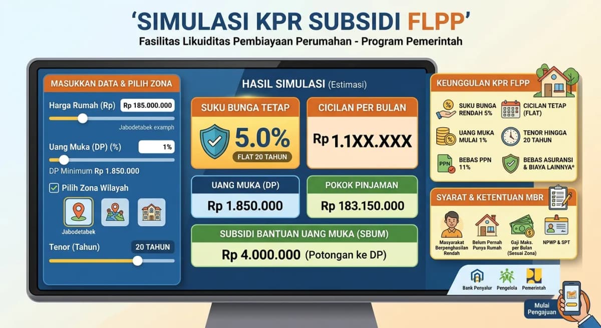 Simulasi KPR Subsidi FLPP 2026: Cicilan Rumah untuk Gaji 5-8 Juta di Jabodetabek