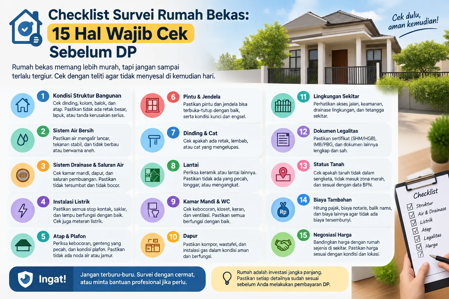 Checklist Survei Rumah Bekas: 15 Hal Wajib Cek Sebelum DP